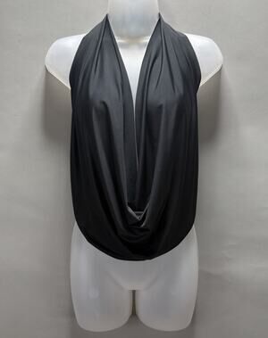 Vintage Superline Black Tank Top size V-Neck Drape Made in USA Size S Stretch